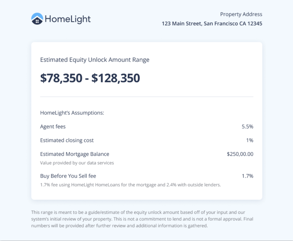 Buy Before You Sell Equity Unlock Amount Calculator